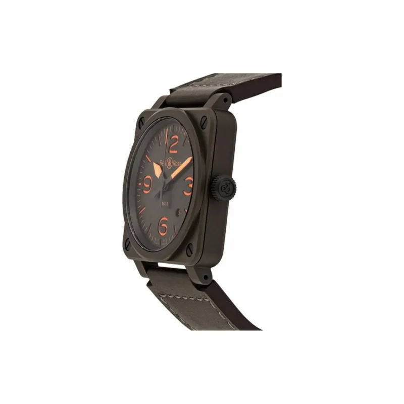 BELL & ROSS Automatic Mechanical Movement Unisex Watch 42mm Green Dial Ceramic Watch Case Cowhide Strap-2