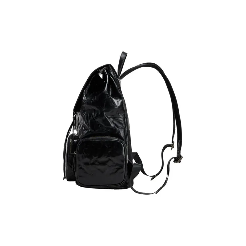 Hush Puppies Cow Leather Backpack Large Size Men Black-2