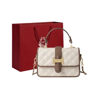 Old Man's Head Synthetic Leather With Cow Leather Crossbody Bag One Shoulder Portable Small Bag Regular Women's White
