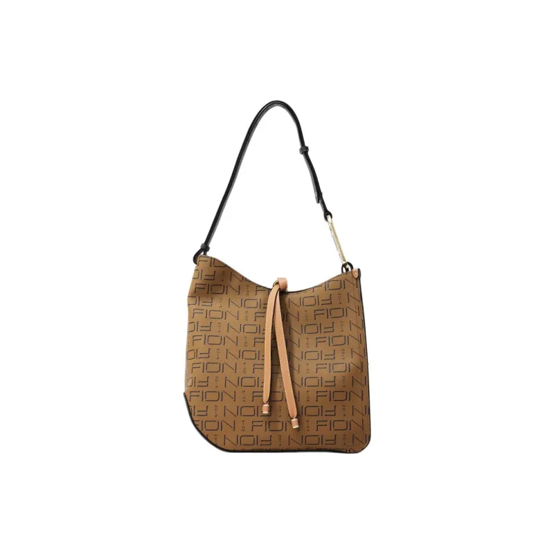 FION Artificial Leather Tote Shoulder Bag, Crossbody Bag Regular Women's Coffee-0