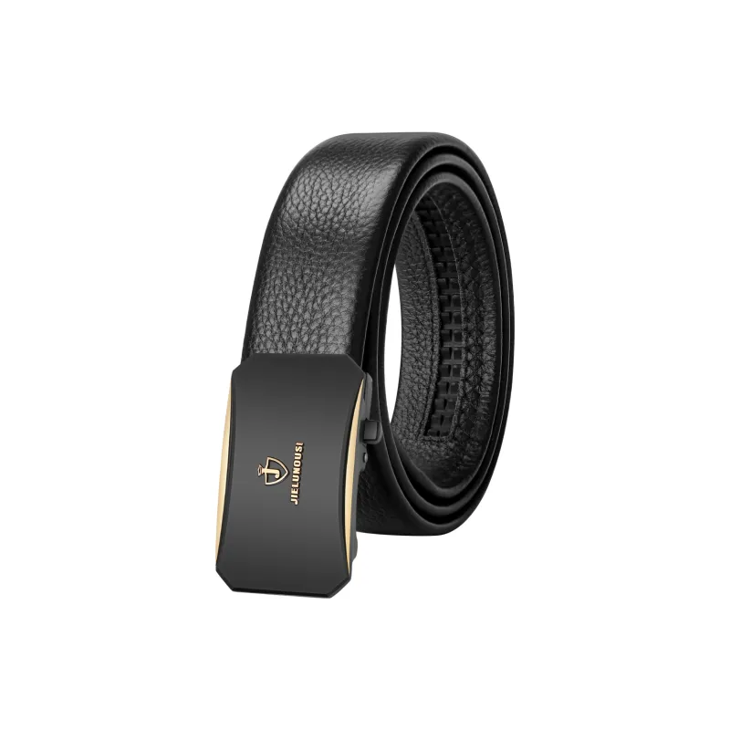 Jaylen Oos Top Grain Cow Leather Leather Belts Men Silver Buckle Black/Gold Buckle Black/Gold Tone Lock Coffee 3.5cm-4