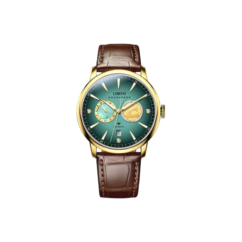 LOBINNI L Affordable Luxury Men's Watch Mechanical Movement Cowhide Strap Watch Men's Watches Gold Dial-10