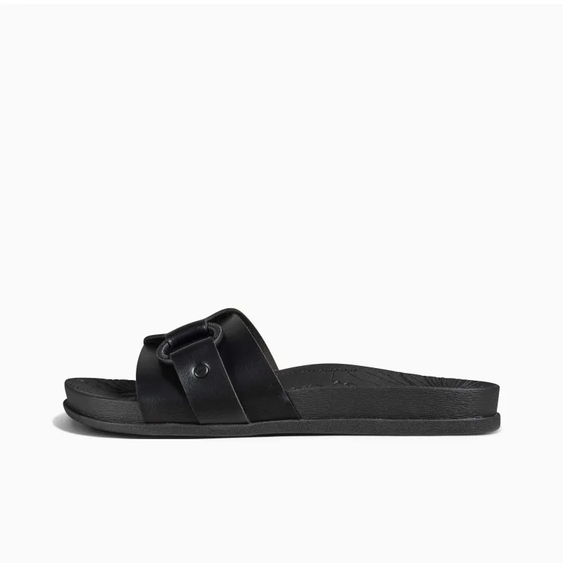 REEF Rubber Sole Quiet Slide Slippers Women's Black-0