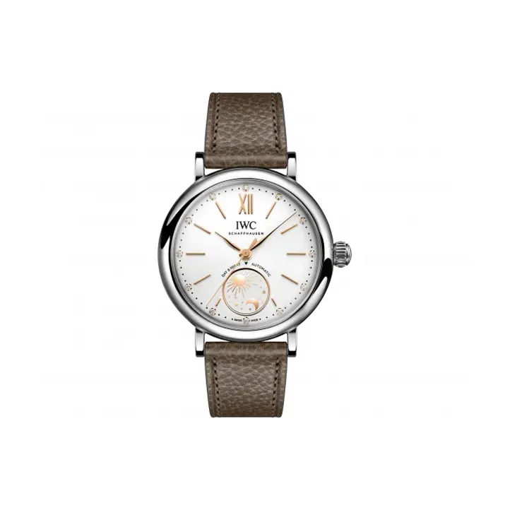 IWC Portofino Automatic Mechanical Movement Women's Watch 34mm Silver Dial Stainless Steel Case Cow Leather Strap-0