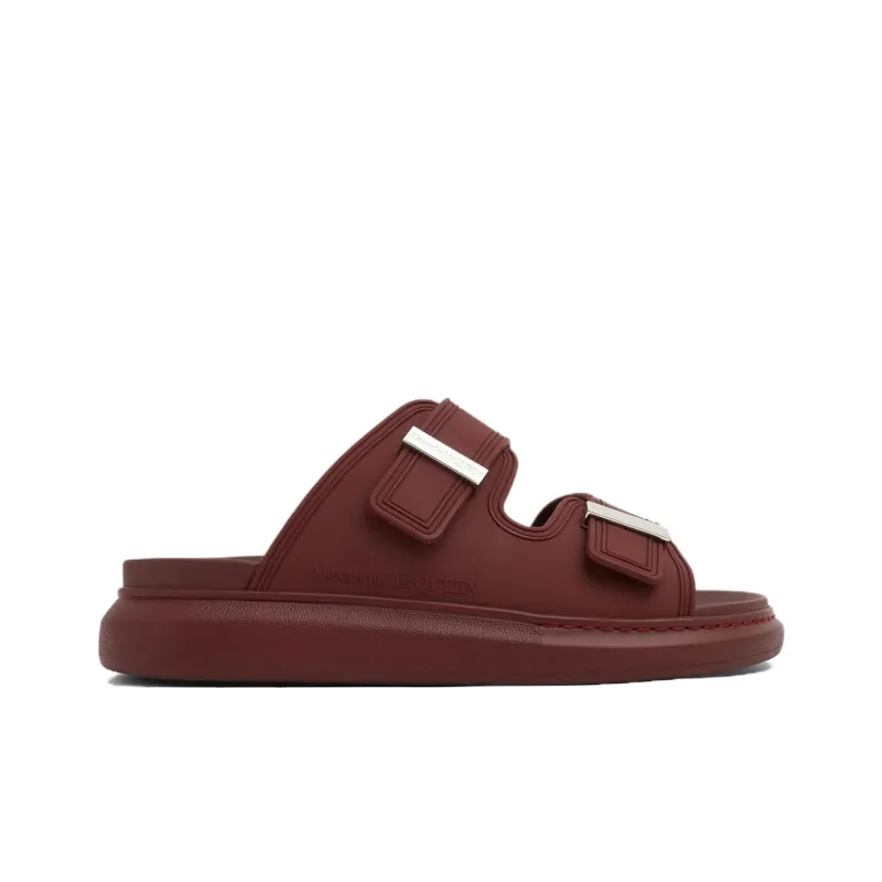 Alexander McQueen Hybrid Buckled Rubber Sandal Burgundy-1