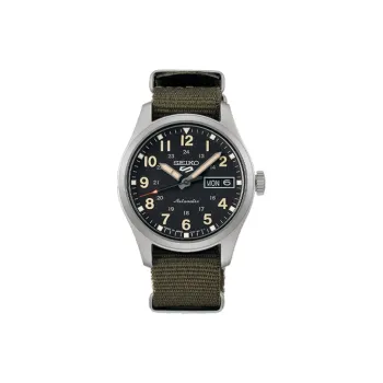 SEIKO Automatic Mechanical Movement Nylon Strap Watch Men's Watches Black Dial
