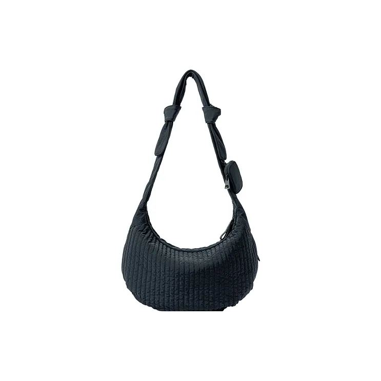VANESSA HOGAN Fabric Crescent Bag Handbag, Shoulder Bag, Crossbody Bag Women's Light Blue/Black-9
