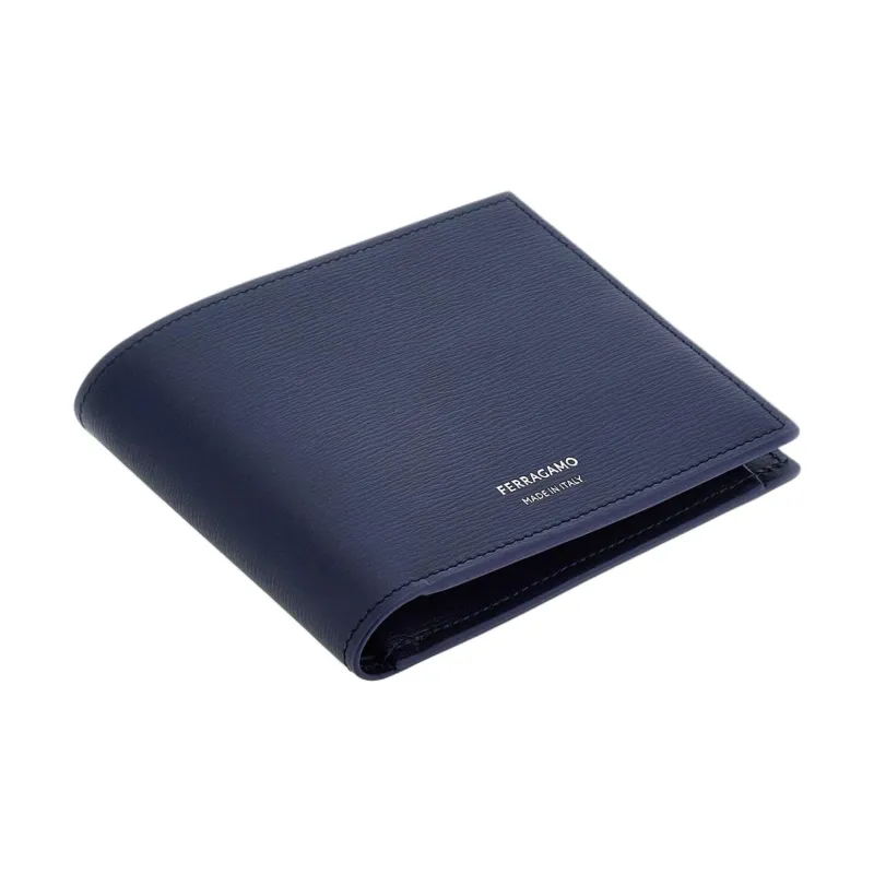 FERRAGAMO Wave Calfskin Wallet Men Midnight Blue-2