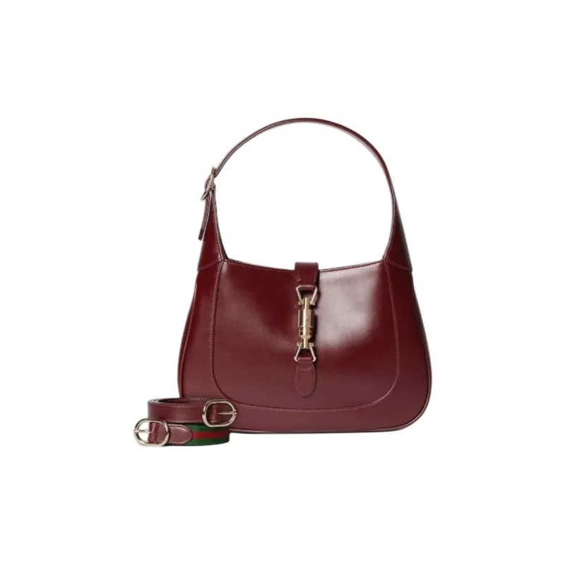 GUCCI Jackie 1961 Leather One Shoulder Handbags Small Size Women's Burgundy-1