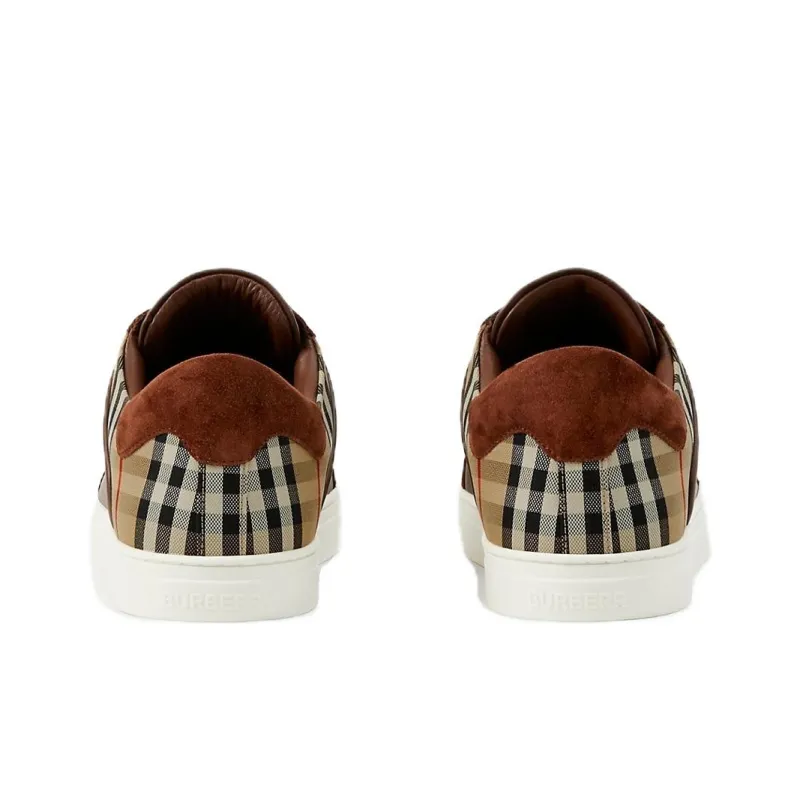 Burberry Low Top Skateboard Shoes Men's Brown Red-4