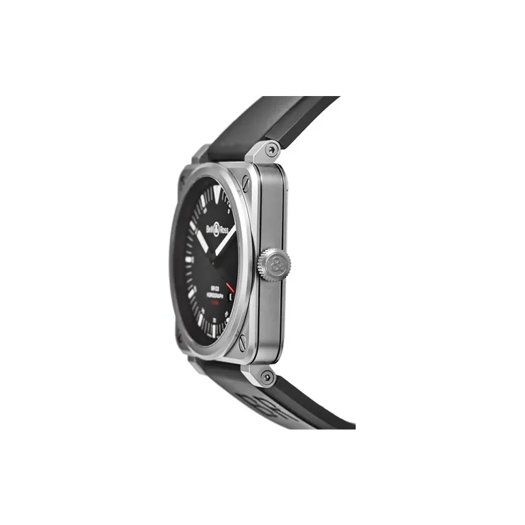 BELL & ROSS Automatic Mechanical Movement Men's Watches Watch 42 Black Dial Rubber Strap BR0392-HOR-BLC/SRB-2