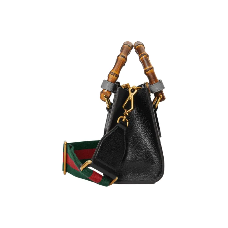 GUCCI Leather Tote Bag Shopping Bag Shoulder Bag Crossbody Bag Handbag Mini Women's Black-4