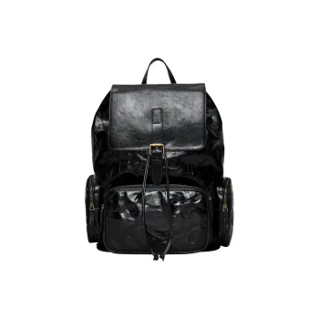 Hush Puppies Cow Leather Backpack Large Size Men Black