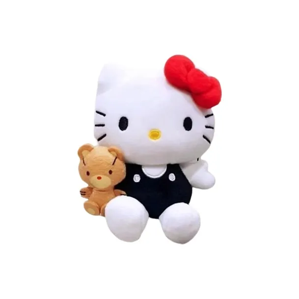 Sanrio Hello Kitty Bear Hug Overalls Dolls Plush Pendant 15cm High-0