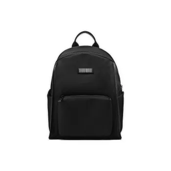 RED DRAGONFLY Fabric With Top Grain Cow Leather Backpack Regular Men Knight Black