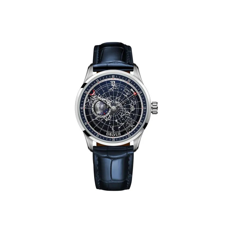 OBLVLO Automatic Mechanical Movement Watch Men's Watches Black Dial-0