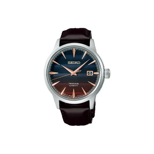 SEIKO Automatic Mechanical Movement Leather Watch Bands Watch Unisex Blue Dial