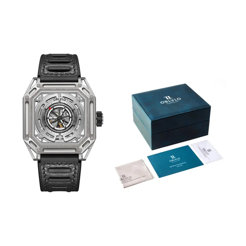 OBLVLO Automatic Mechanical Movement Watch Men's Watches Cut Out Dial-1