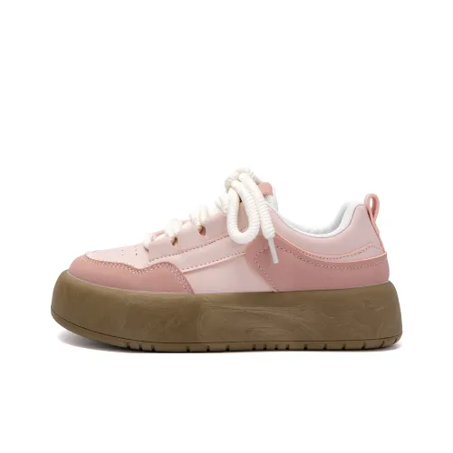 HUANQIU Warm Height Increasing Slip Resistant Low Top Skateboard Shoes Women's Pink