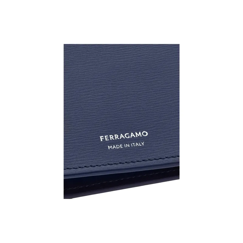 FERRAGAMO Wave Calfskin Wallet Men Midnight Blue-4