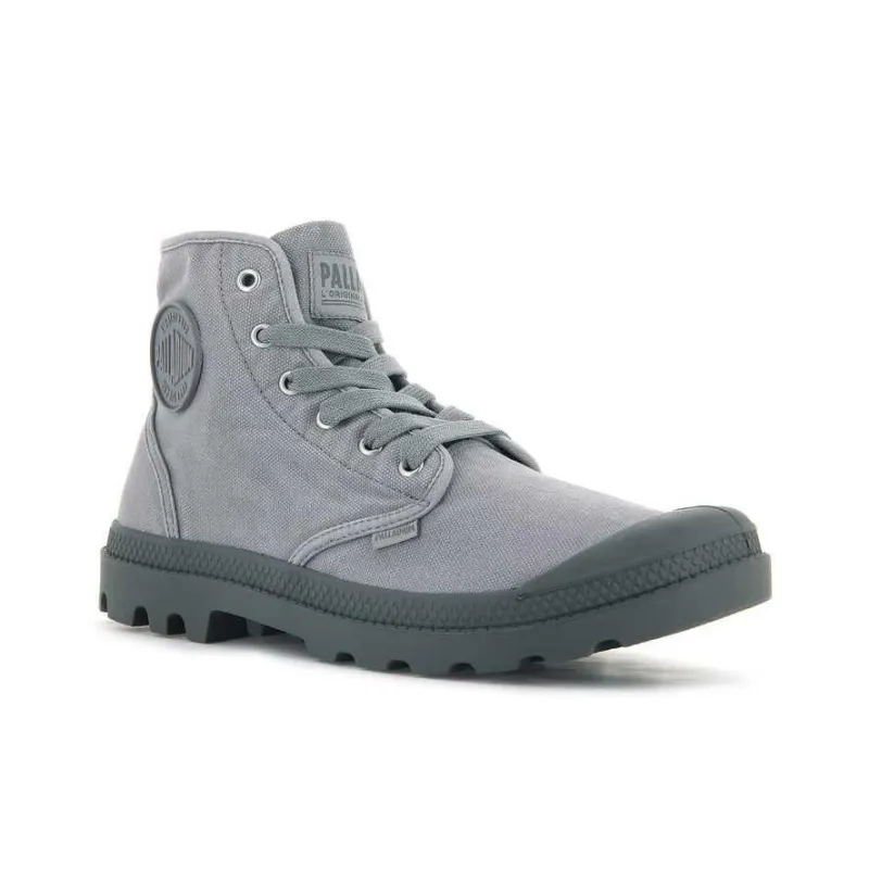 Palladium Abrasion Resistant Mid Top Martin Boot Men Gray Flannel-3