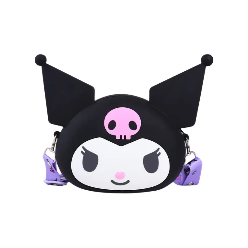 Sanrio Hello Kitty My Melody Silicone Coin Purse Fresh Look Large Head Bag One Shoulder Crossbody Storage Bag IP Merch-2