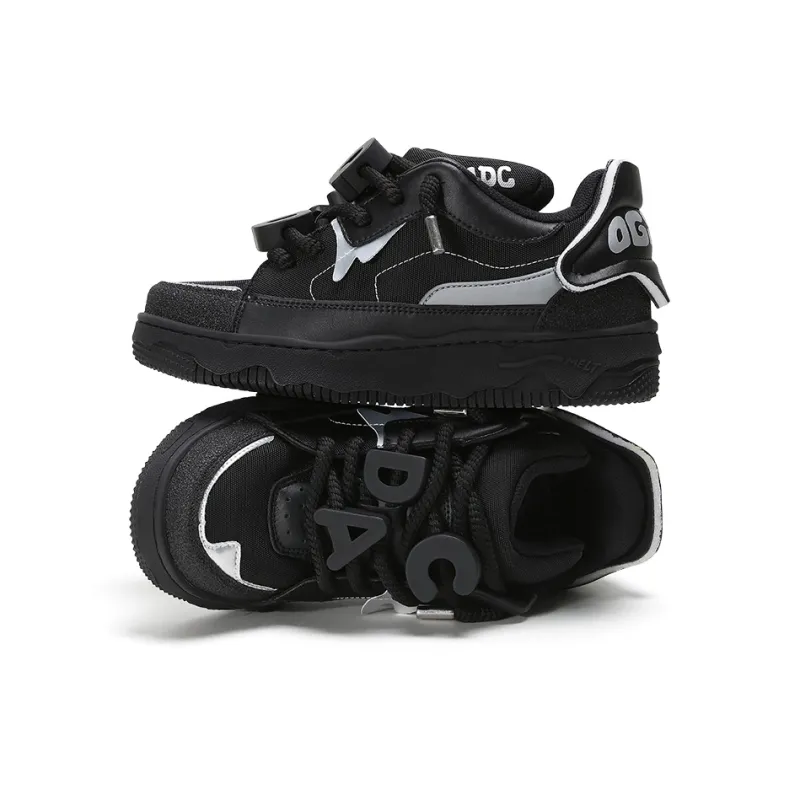 ADCDAVINCI Cool Running Snail Series Height Increasing Slip Resistant Skateboard Shoes Unisex Black Silver-3