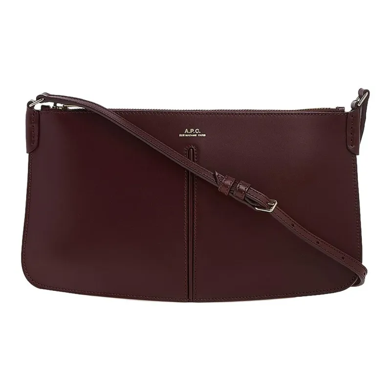 A.P.C Calfskin Shoulder Bag, Crossbody Bag Women's Burgundy-0