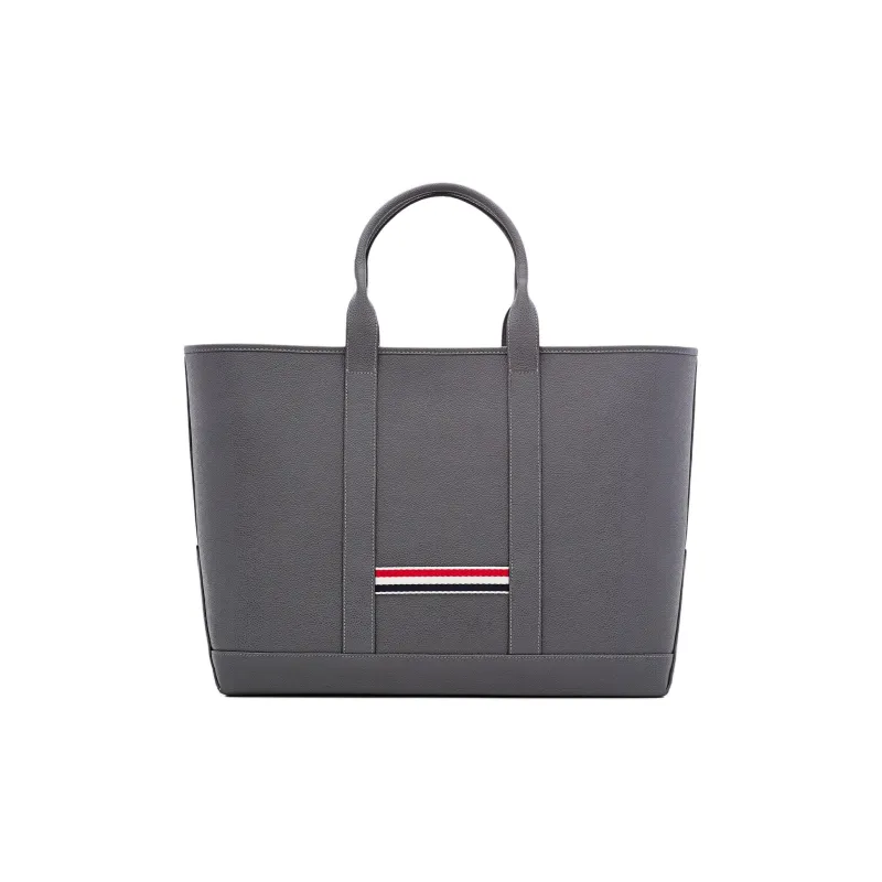 THOM BROWNE· Calfskin Tote Bag Shopping Bag Handbag Medium Size Men Gray-2