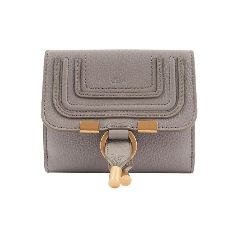 Chloe Marcie Cow Leather Wallet Regular Women's Cashmere Gray-0