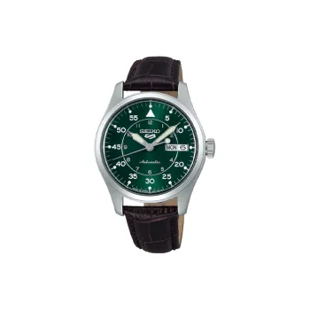 SEIKO Seiko5 Mechanical Movement Cow Leather Strap Watch Men's Watches Green Dial SBSA203