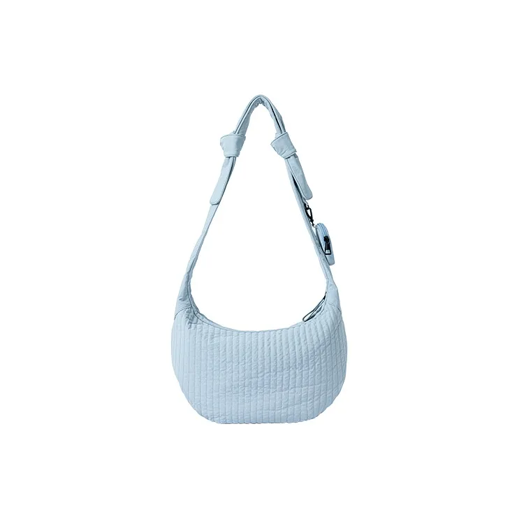 VANESSA HOGAN Fabric Crescent Bag Handbag, Shoulder Bag, Crossbody Bag Women's Light Blue/Black-3