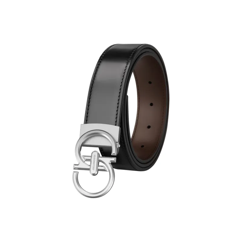 Jaylen Oos Top Grain Cow Leather Leather Belts Men Silver Buckle Black/Gold Tone Lock Black 3.4cm-0
