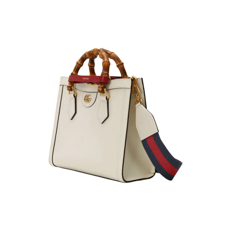 GUCCI Diana Leather Tote Bag Shopping Bag Shoulder Bag Crossbody Bag Handbag Small Size Women's White-2