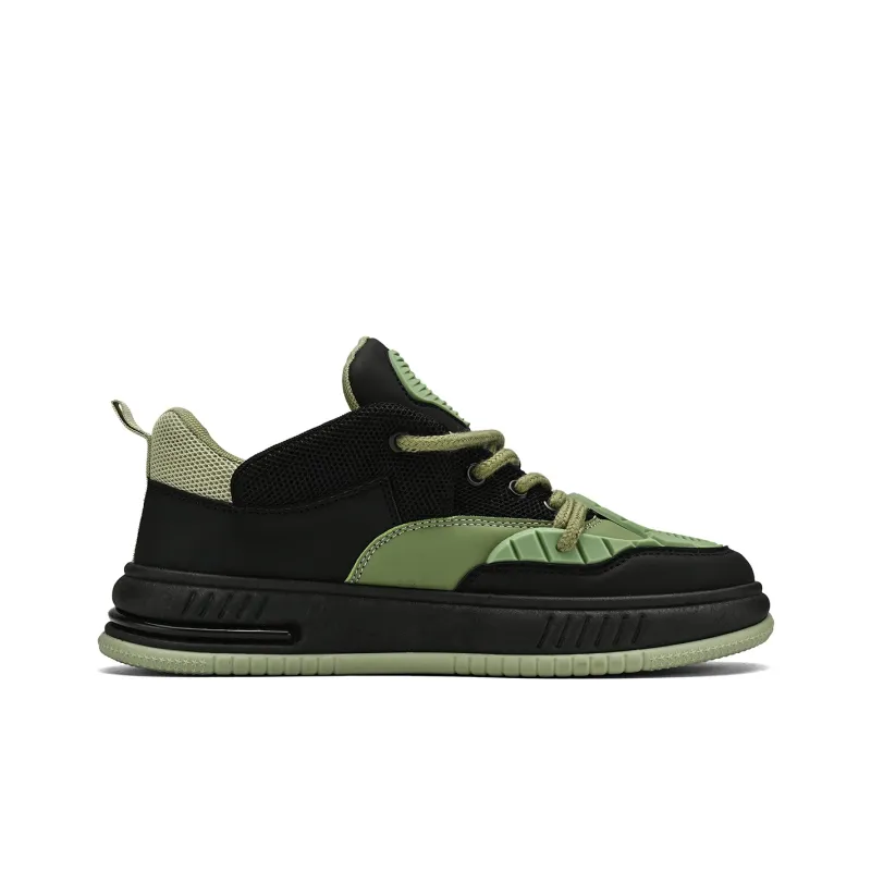 Binary Low Top Skateboard Shoes Men Black Green-2