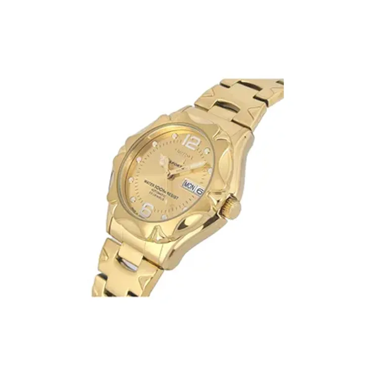SEIKO Automatic Mechanical Movement Stainless Steel Strap Watch Men's Watches Gold Dial-3