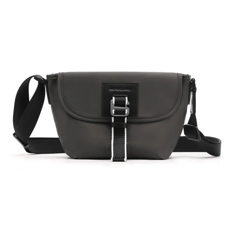 RED DRAGONFLY Fabric With Top Grain Cow Leather Crossbody Bag Regular Men Black/Gray-0
