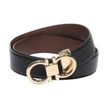 FERRAGAMO Leather Belts Men Black Width 3.2cm
