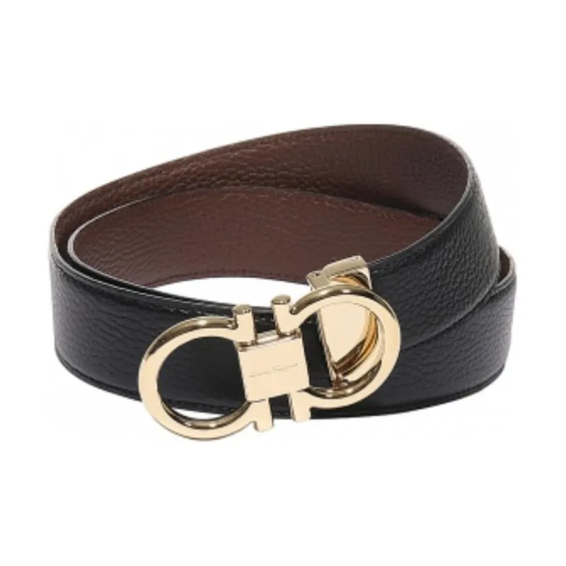 FERRAGAMO Leather Belts Men Black Width 3.2CM-0