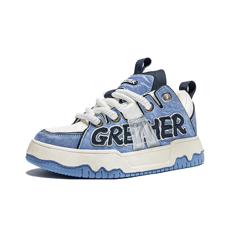 GREZHER Support Abrasion Resistant Lightweight Slip Resistant Low Top Skateboard Shoes Unisex Carolina Blue-1
