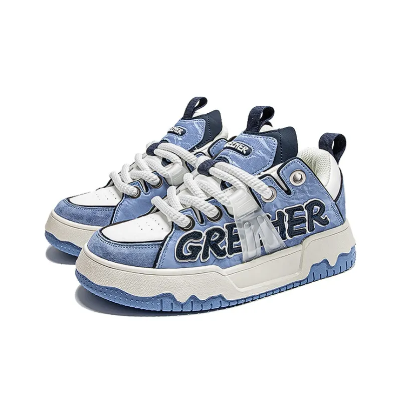 GREZHER Support Abrasion Resistant Lightweight Slip Resistant Low Top Skateboard Shoes Unisex Carolina Blue-2