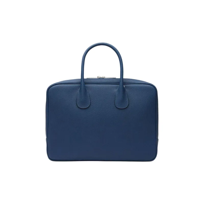 Valextra Millepunte Calfskin Handheld Laptop Bag Unisex Sapphire Blue-1