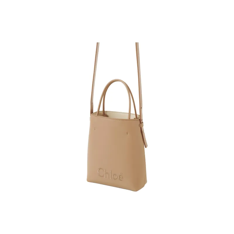 Chloe Cow Leather Shoulder Bag Crossbody Bag Handbag Women's Camel-1