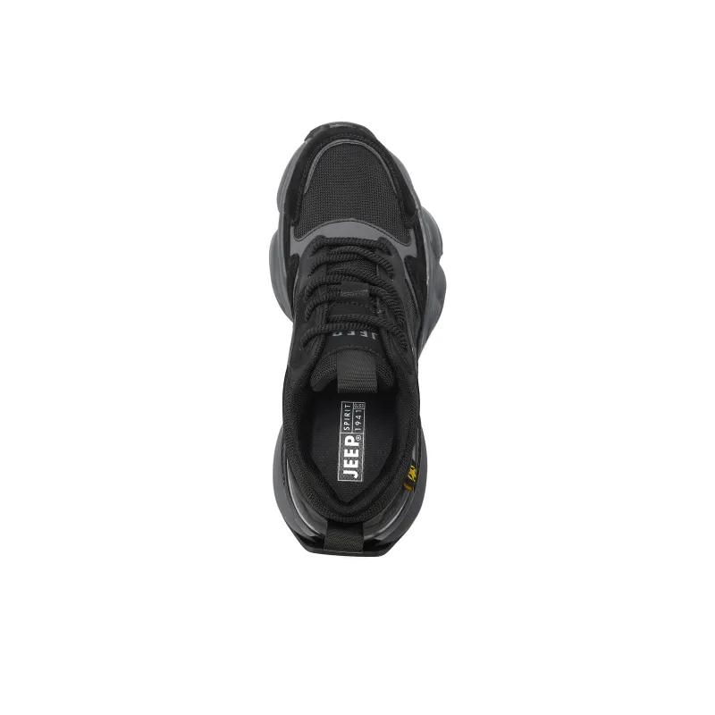 JEEP SPIRIT Anti Slip And Wear Resistant Breathable Low Top Chunky Sneakers Men Graphite Black-5