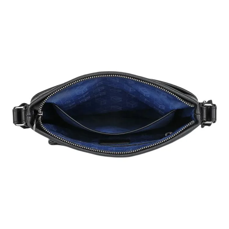 GOLDLION Top Grain Cow Leather Shoulder Bag, Crossbody Bag Medium Size Men Black-6