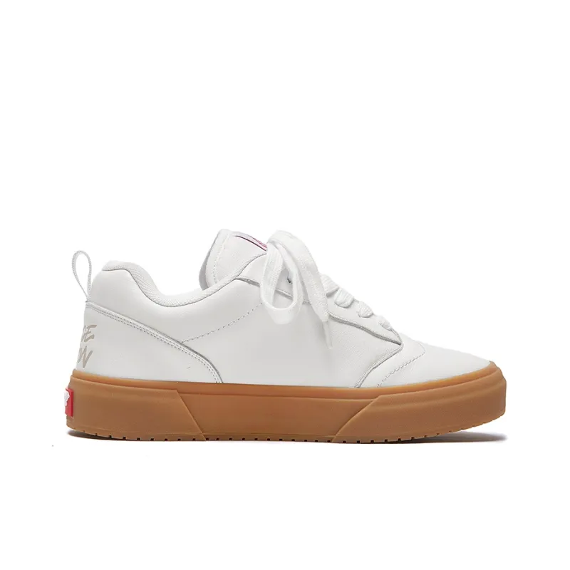 MASONONCE Puffy Shoes Anti Slip Wear Resistant Low Top Skateboard Shoes Unisex White-1