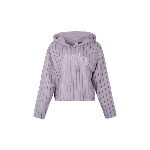 Adidas Originals Cropped Hoodie Sweatshirts Women's Purple