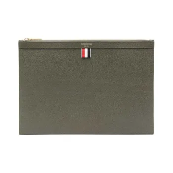 THOM BROWNE· Leather Clutch Men Olive Green