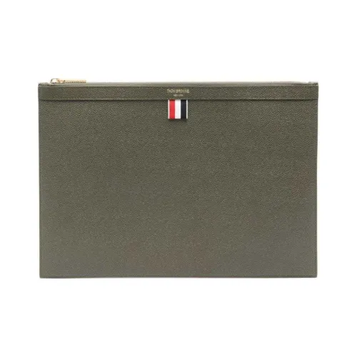 THOM BROWNE· Leather Clutch Men Olive Green