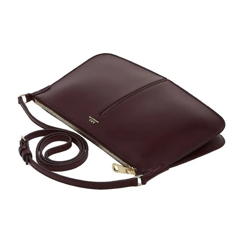 A.P.C Calfskin Shoulder Bag, Crossbody Bag Women's Burgundy-2